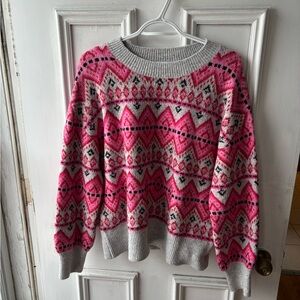 Northern Reflections Pink and Gray Fairisle Sweater